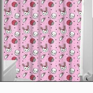 Kawaii Bunny & Cupcake Pink Shower Curtain
